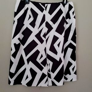 Black White Geometrical Midi Skirt Aline Size 12